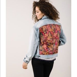 Free People Paisley Quilted Denim Jacket
